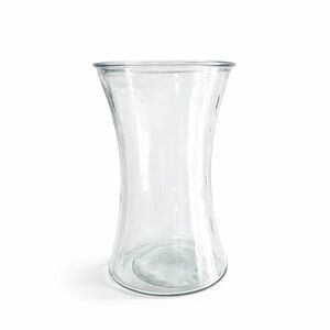 Clear Hourglass Glass Vase – 8” Height x 5” Diameter